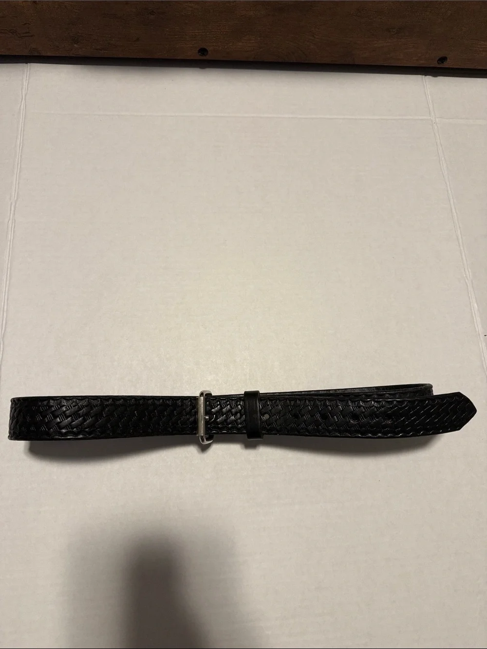Men's Black Woven Leather Belt - Classic Style